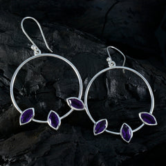 Lea Purple Dangle Earrings with Elegant Gemstones