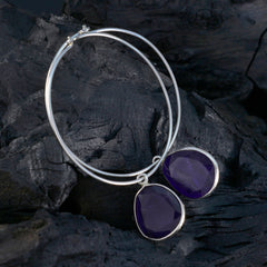 Eleanor Purple Dangle Earrings in Silver for Glamour