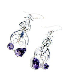 Teresa Purple Dangle Earrings with Silver Detail