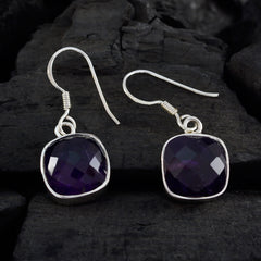Nora Purple Dangle Earrings with Gemstone Charm