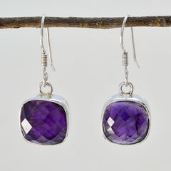 Nora Purple Dangle Earrings with Gemstone Charm