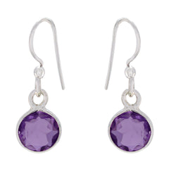 Nayara Purple Dangle Earrings with Gemstone Charm Amethyst Purple Dangle