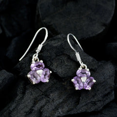 Paula Purple Dangle Earrings with Amethyst Design
