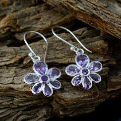 Hua Purple Dangle Earrings in Floral Design