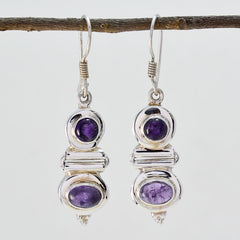 Jiwoo Purple Dangle Earrings with Elegant Gemstones