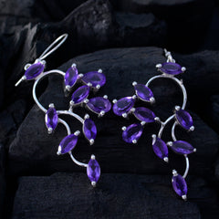 Clara Purple Dangle Earrings India - Elegant Gemstone Fashion