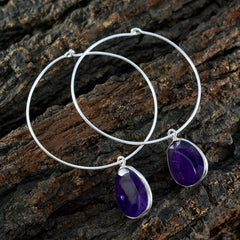 Eleanor Purple Dangle Earrings in Silver for Glamour