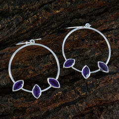 Lea Purple Dangle Earrings with Elegant Gemstones