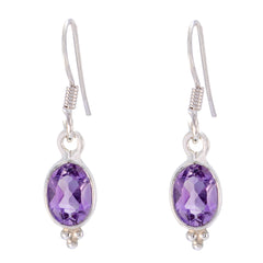 Teresa Purple Dangle Earrings - Elegant Gemstone Style Amethyst Purple Dangle