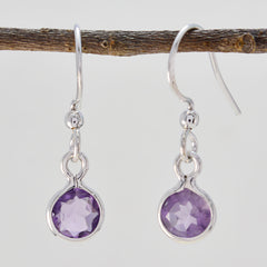Nayara Purple Dangle Earrings with Gemstone Charm