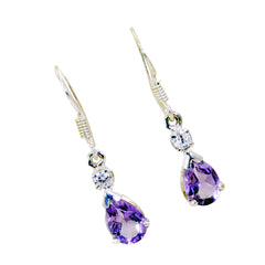 Isabelle Purple Dangle Earrings with Gemstone Elegance