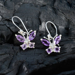 Lucy Purple Dangle Earrings - Butterfly Design