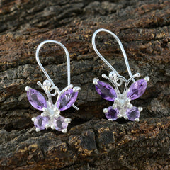 Lucy Purple Dangle Earrings - Butterfly Design