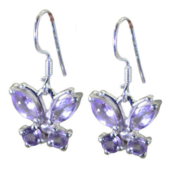 Lucy Purple Dangle Earrings - Butterfly Design
