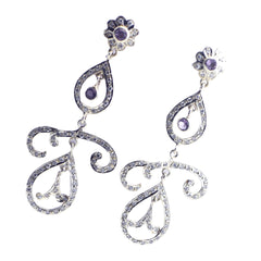 Nisa Purple Dangle Earrings with Sparkling Details