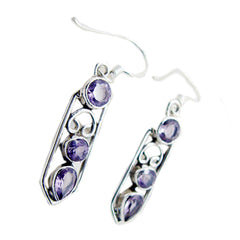 Natalia Purple Dangle Earrings with Gemstone Accents