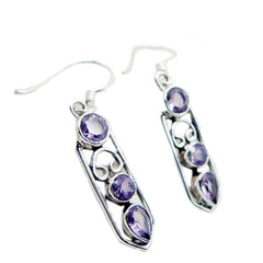 Natalia Purple Dangle Earrings with Gemstone Accents