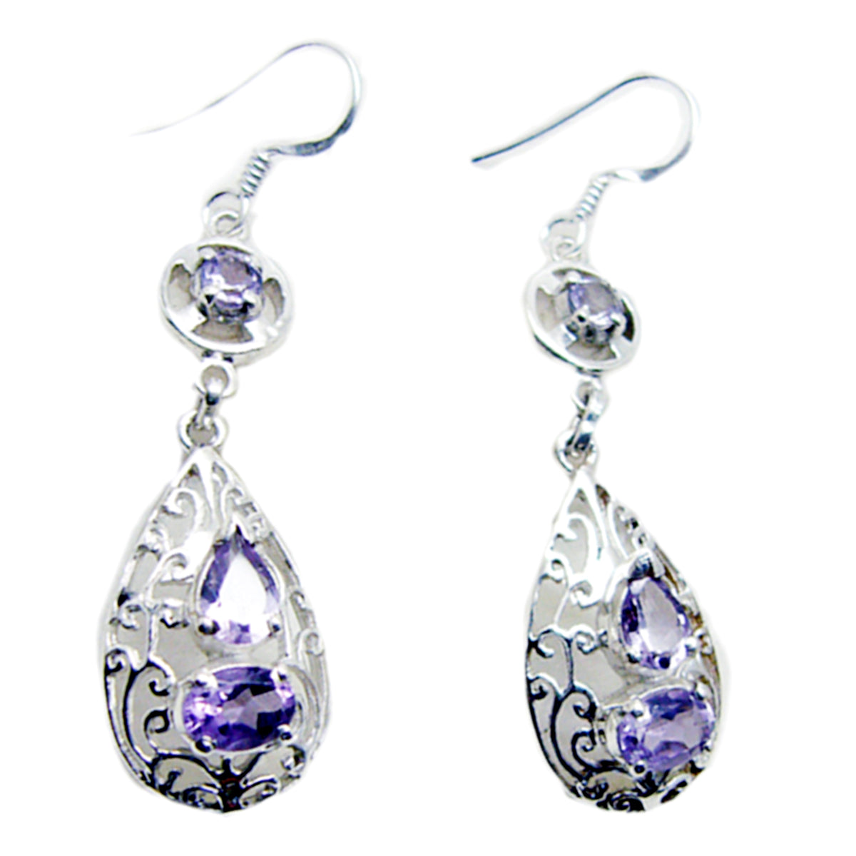 Soo-jin Purple Dangle Earrings with Elegant Design Amethyst Purple Dangle