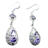 Soo-jin Purple Dangle Earrings with Elegant Design Amethyst Purple Dangle