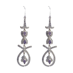 Natcha Purple Dangle Earrings for Stylish Glam Amethyst Purple Dangle