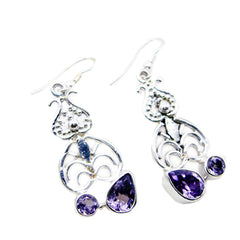 Teresa Purple Dangle Earrings with Silver Detail