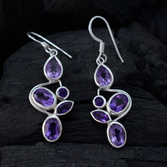 Anna Purple Dangle Earrings in Gemstone Design