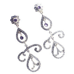 Nisa Purple Dangle Earrings with Sparkling Details