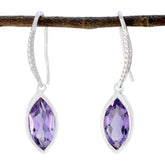 Marie Purple Dangle Earrings with Elegant Design Amethyst Purple Dangle