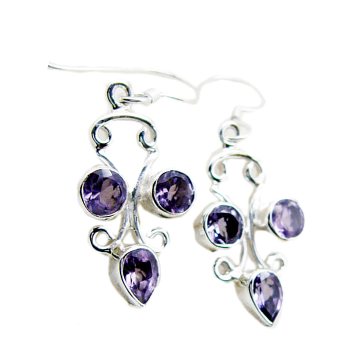 Rosa Purple Dangle Earrings with Elegant Gemstone Design Amethyst Purple Dangle