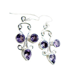 Rosa Purple Dangle Earrings with Elegant Gemstone Design Amethyst Purple Dangle