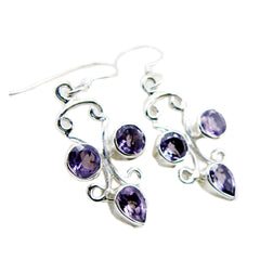 Rosa Purple Dangle Earrings with Elegant Gemstone Design