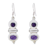 Jiwoo Purple Dangle Earrings with Elegant Gemstones Amethyst Purple Dangle