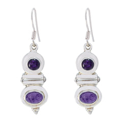 Jiwoo Purple Dangle Earrings with Elegant Gemstones Amethyst Purple Dangle