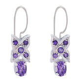 Penelope Purple Dangle Earrings with Sparkling Gemstones Amethyst Purple Dangle