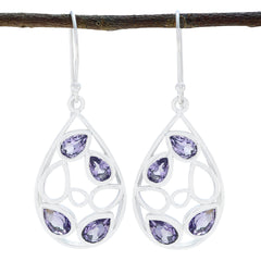 Stella Purple Dangle Earrings with Gemstone Design Amethyst Purple Dangle