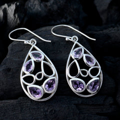Stella Purple Dangle Earrings with Gemstone Design