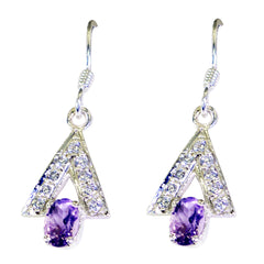 Yuna Purple Dangle Earrings with Gemstone Accents