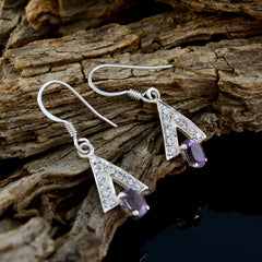 Yuna Purple Dangle Earrings with Gemstone Accents