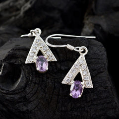 Yuna Purple Dangle Earrings with Gemstone Accents