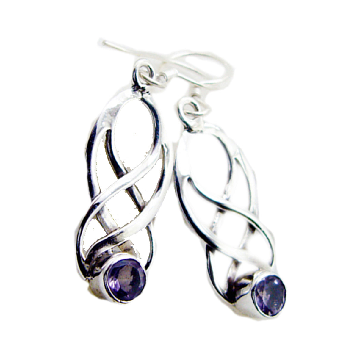 Audrey Purple Dangle Earrings - Elegant Silver Design Amethyst Purple Dangle