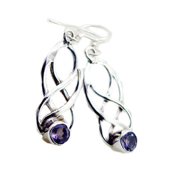 Audrey Purple Dangle Earrings - Elegant Silver Design Amethyst Purple Dangle