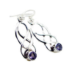 Audrey Purple Dangle Earrings - Elegant Silver Design