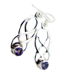 Audrey Purple Dangle Earrings - Elegant Silver Design