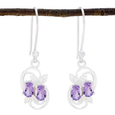 Katarina Purple Dangle Earrings with Elegant Design Amethyst Purple Dangle