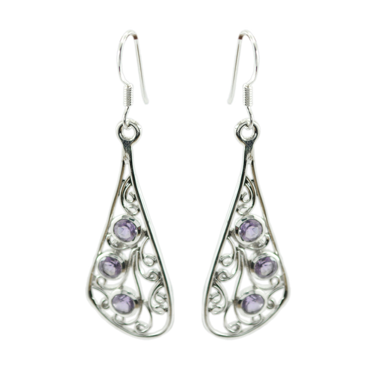 Noelia Purple Dangle Earrings with Elegant Design Amethyst Purple Dangle