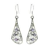 Noelia Purple Dangle Earrings with Elegant Design Amethyst Purple Dangle