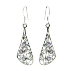 Noelia Purple Dangle Earrings with Elegant Design Amethyst Purple Dangle