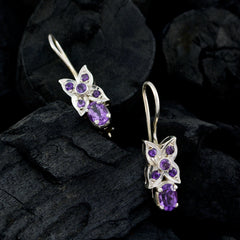 Penelope Purple Dangle Earrings with Sparkling Gemstones
