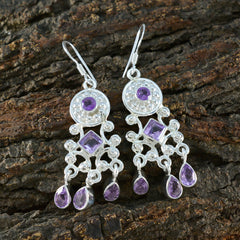 Anna Purple Dangle Earrings - Stylish Gemstone Jewelry