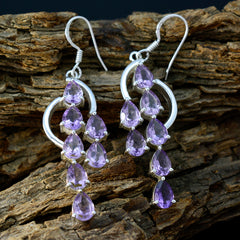 Alina Purple Dangle Earrings with Gemstone Elegance